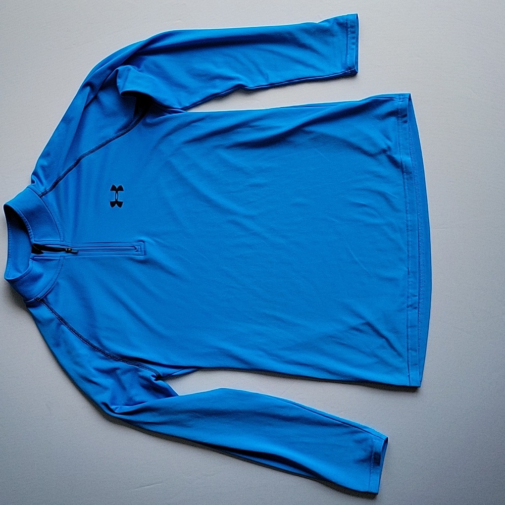 Under Armour HeatGear Quarter Zip Pullover (Small, Blue/Black)